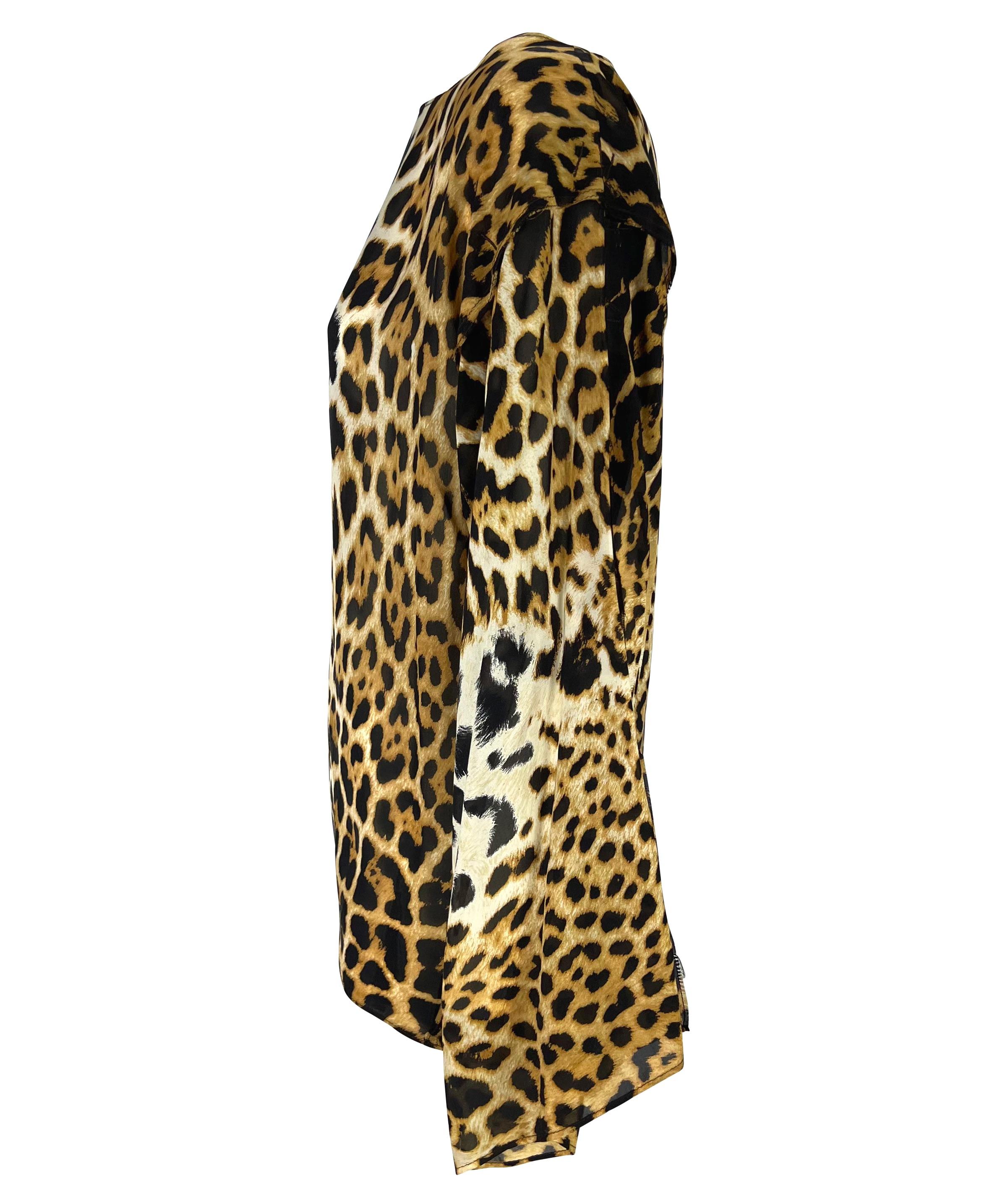 S/S 2002 Yves Saint Laurent by Tom Ford Safari Cheetah Print Sheer Silk Top For Sale 7