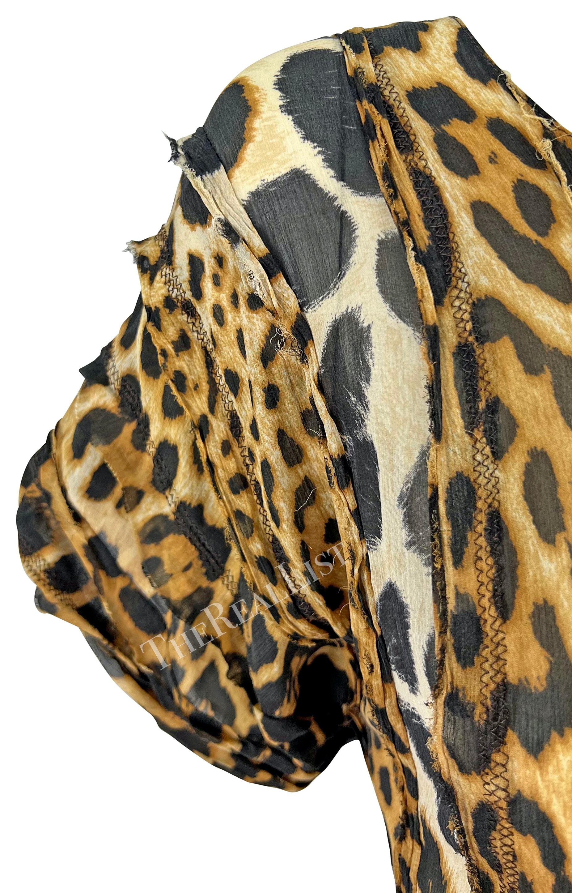 S/S 2002 Yves Saint Laurent by Tom Ford Safari Cheetah Print Sheer Silk Top For Sale 5