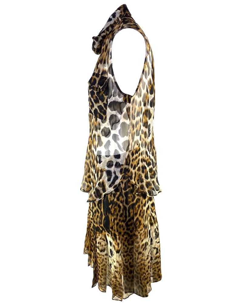 Women's S/S 2002 Yves Saint Laurent by Tom Ford Safari Cheetah Print Silk Skirt Set For Sale