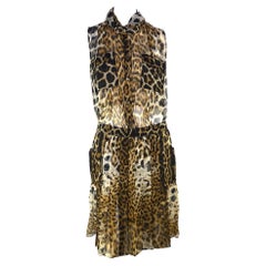 S/S 2002 Yves Saint Laurent by Tom Ford Safari Cheetah Print Silk Skirt Set