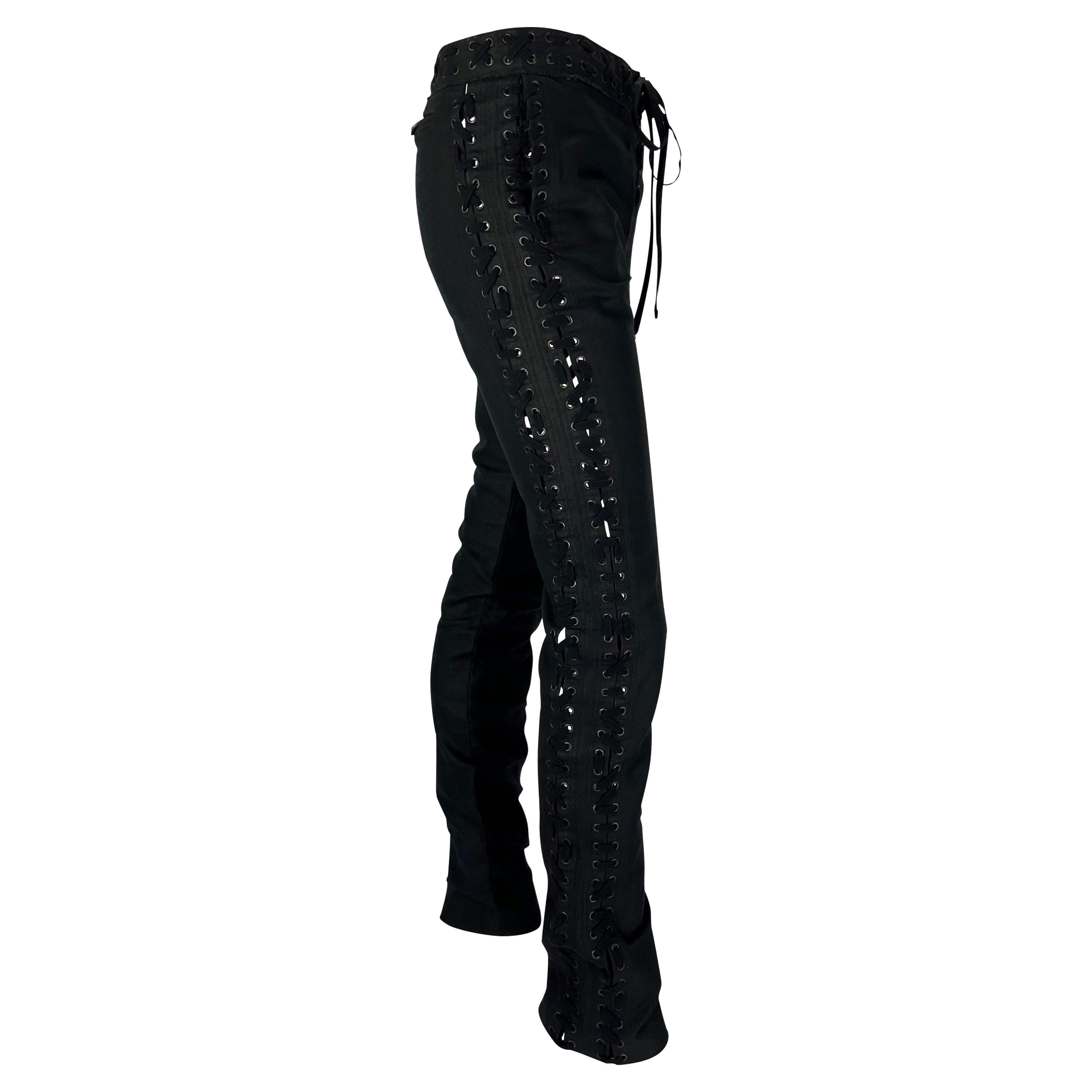S/S 2002 Yves Saint Laurent by Tom Ford Safari Collection Lace Up Black Pants