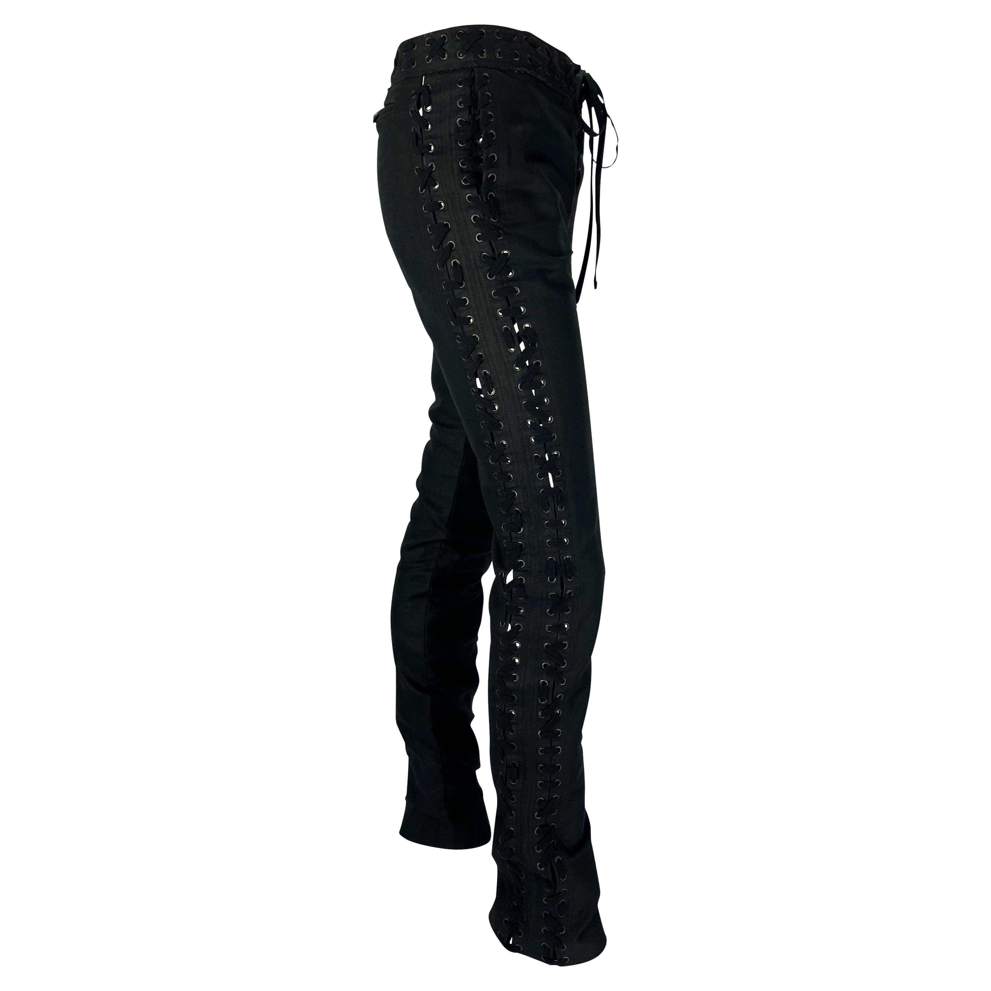 S/S 2002 Yves Saint Laurent by Tom Ford Safari Collection Lace Up Black Pants For Sale