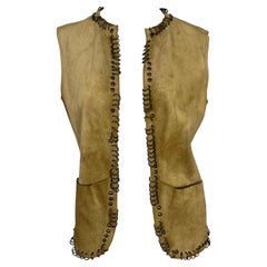 S/S 2002 Yves Saint Laurent by Tom Ford Safari Distressed Suede Studded Vest