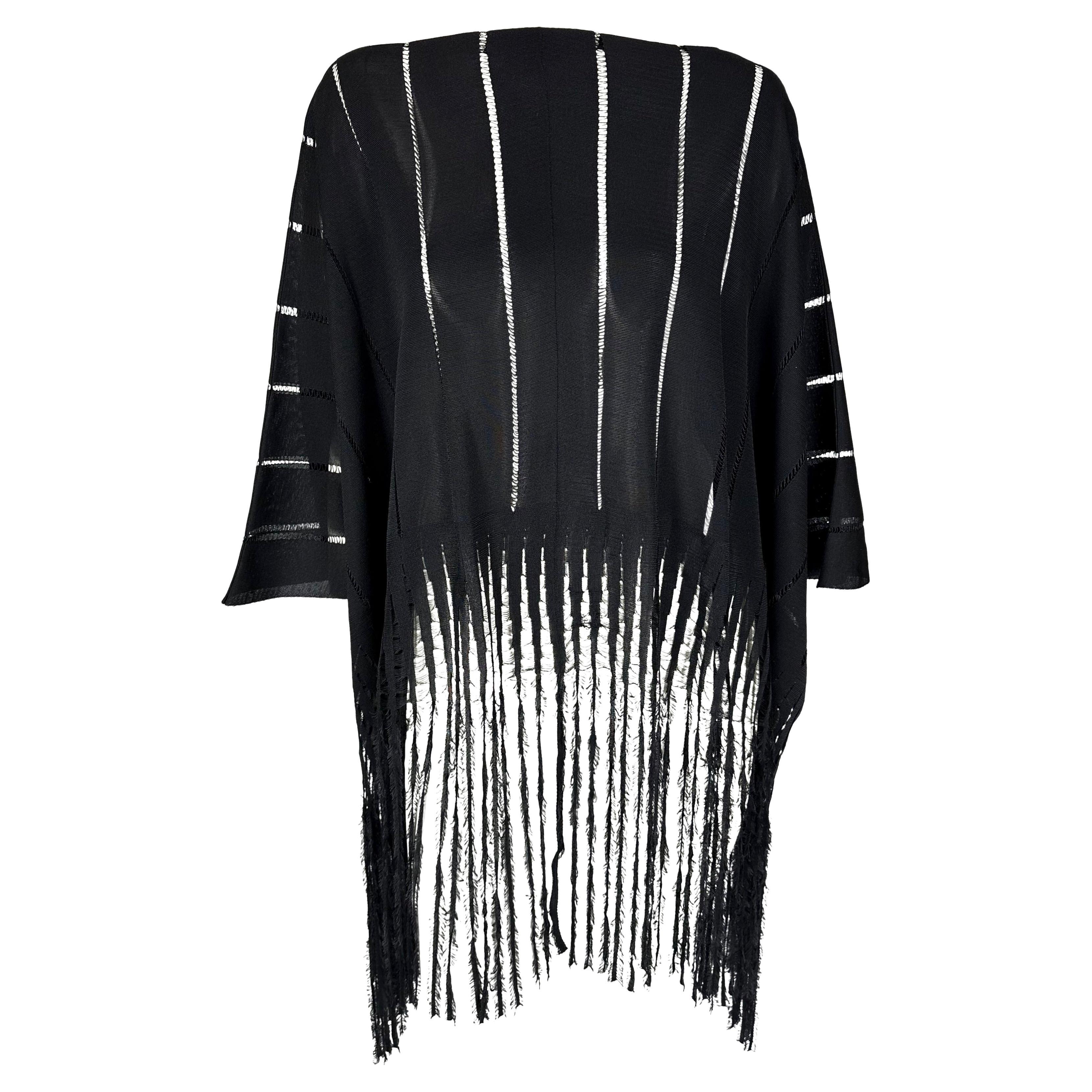 S/S 2002 Yves Saint Laurent by Tom Ford Safari Fringe Black Cropped Caftan Top