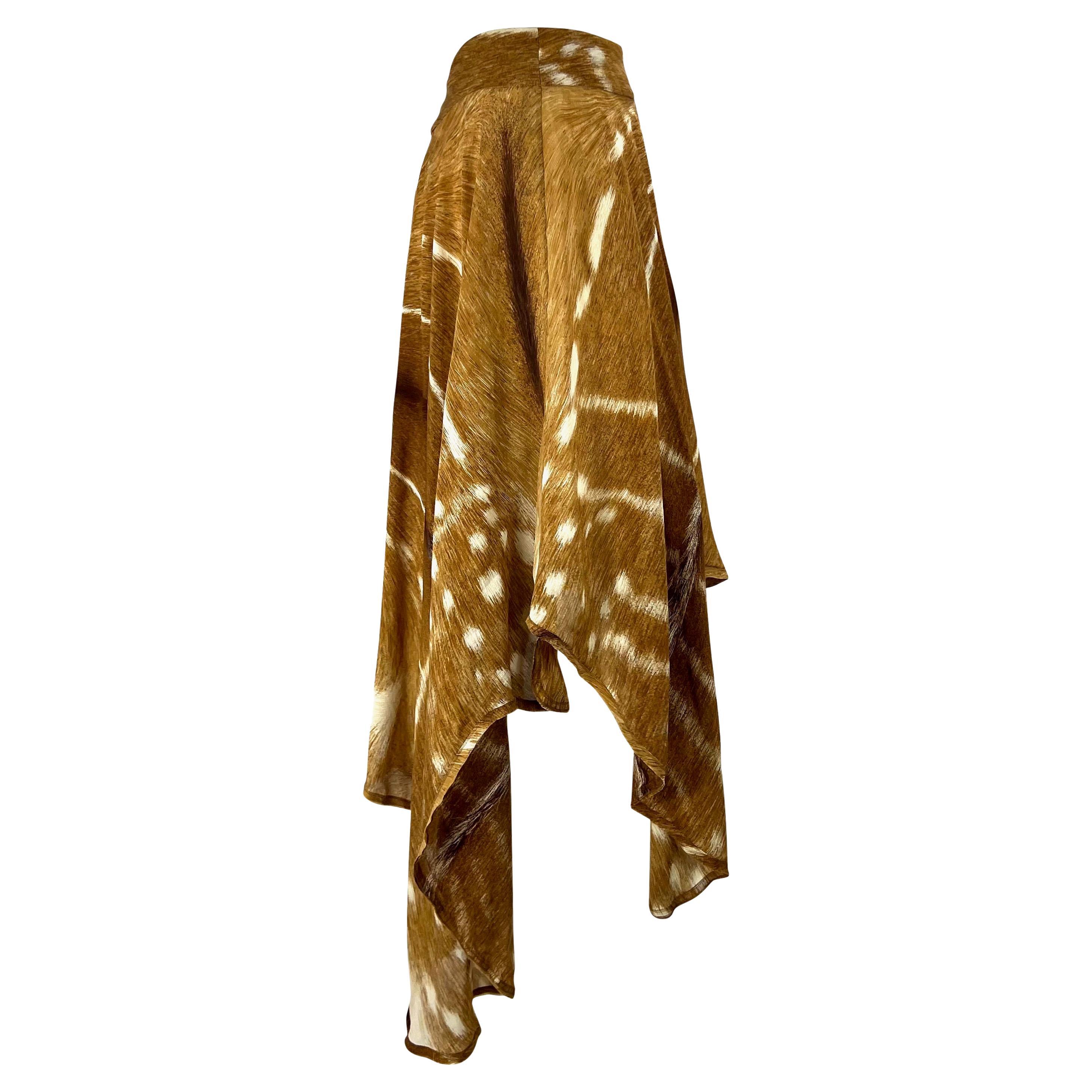 S/S 2002 Yves Saint Laurent by Tom Ford Safari Gazelle Print Silk Skirt For Sale 3