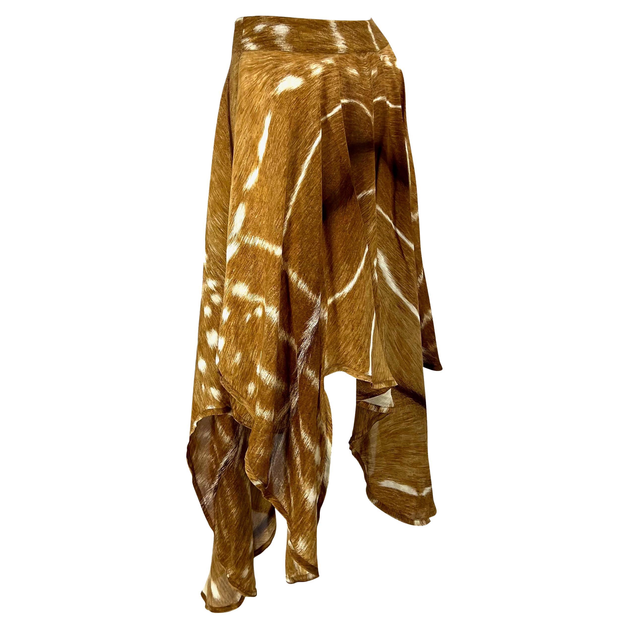 S/S 2002 Yves Saint Laurent by Tom Ford Safari Gazelle Print Silk Skirt For Sale 4