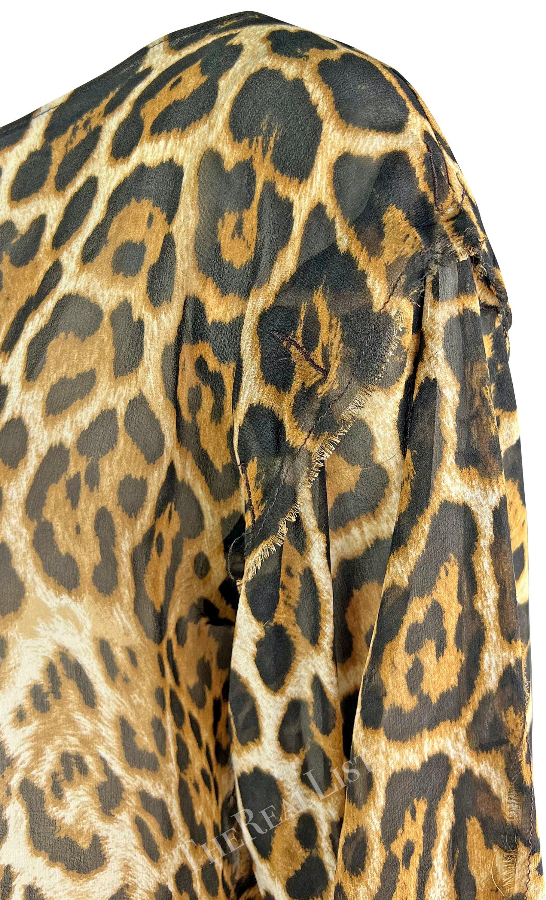 De las mujeres S/S 2002 Yves Saint Laurent by Tom Ford Top de seda transparente con estampado de jaguar Safari en venta
