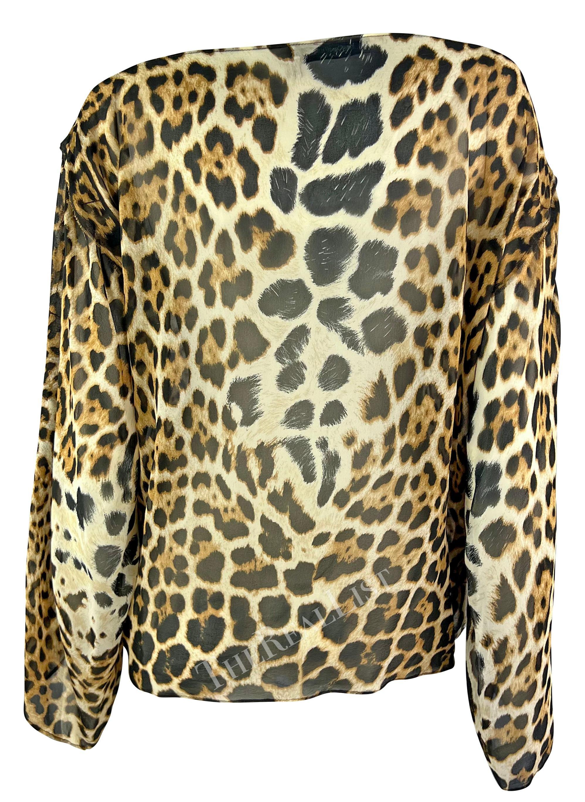 S/S 2002 Yves Saint Laurent by Tom Ford Top de seda transparente con estampado de jaguar Safari en venta 3