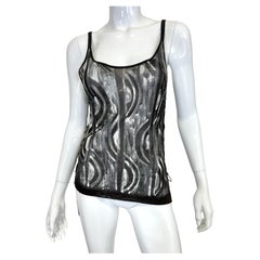 S/S 2002 Yves Saint Laurent by Tom Ford Safari Lace-Up Hand-Painted Sheer Top
