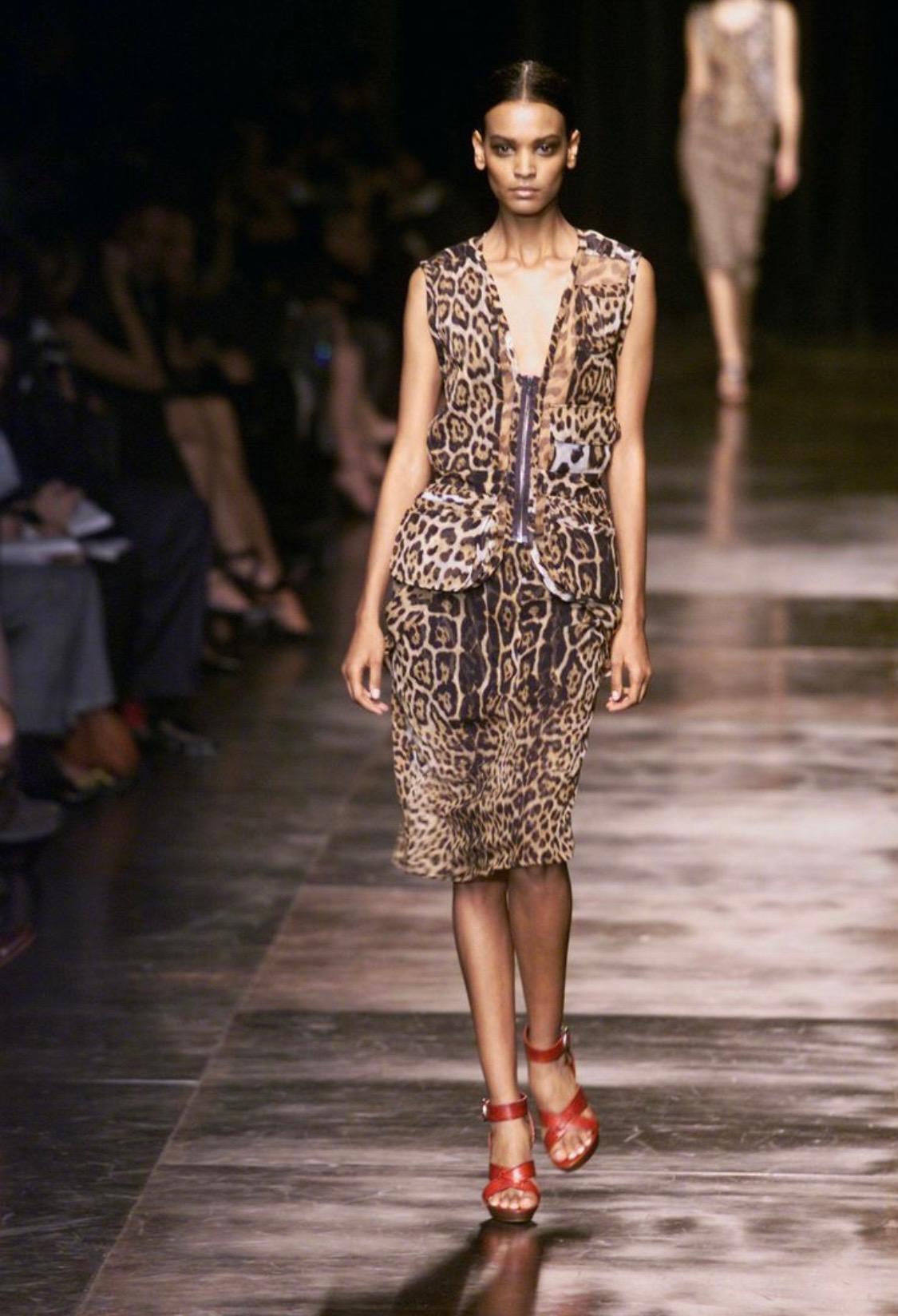 S/S 2002 Yves Saint Laurent by Tom Ford Safari Runway Cheetah Print Skirt Set For Sale 2