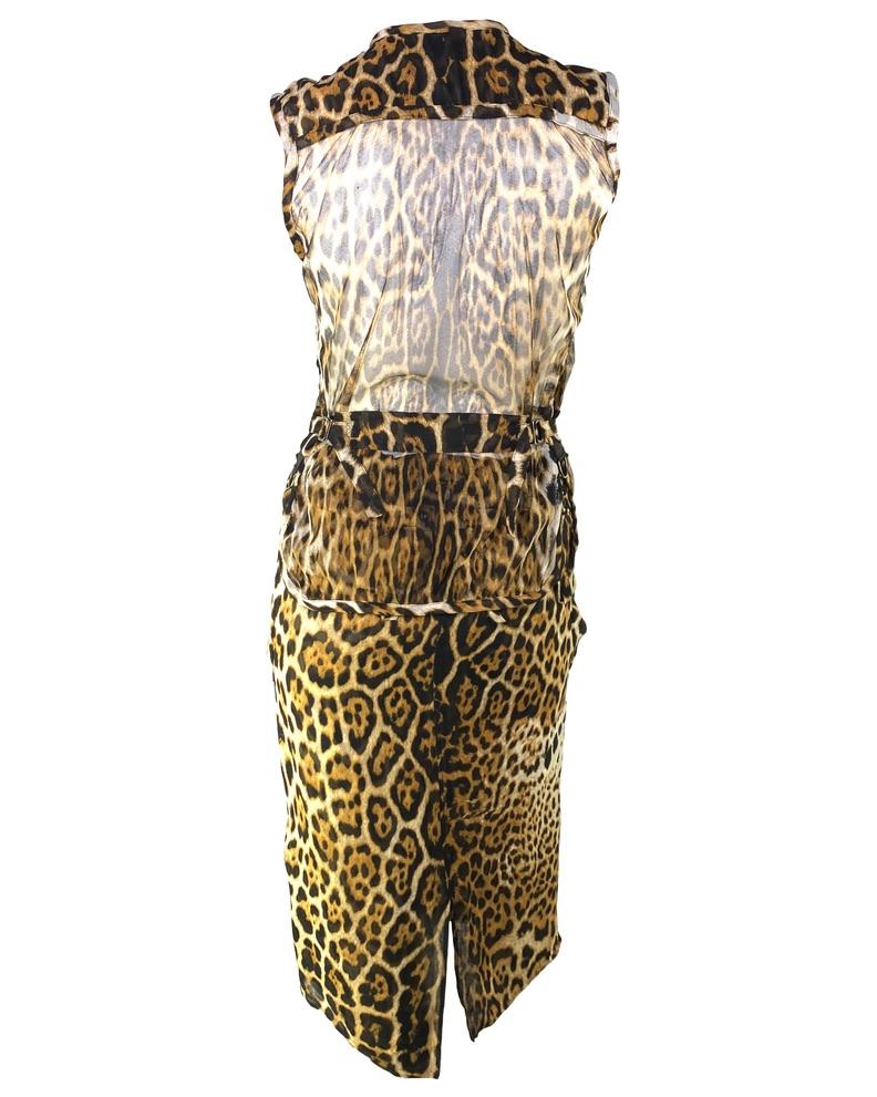 Yves Saint Laurent par Tom Ford, ensemble jupe et jupe imprimée guépard, défilé safari printemps-été 2002 en vente 2