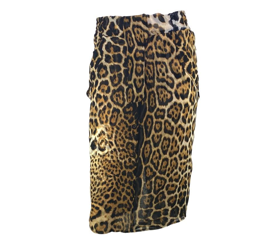 S/S 2002 Yves Saint Laurent by Tom Ford Safari Runway Cheetah Print Skirt Set For Sale 3