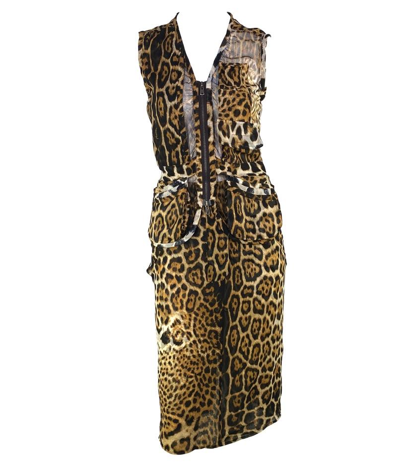 S/S 2002 Yves Saint Laurent by Tom Ford Safari Runway Cheetah Print Skirt Set