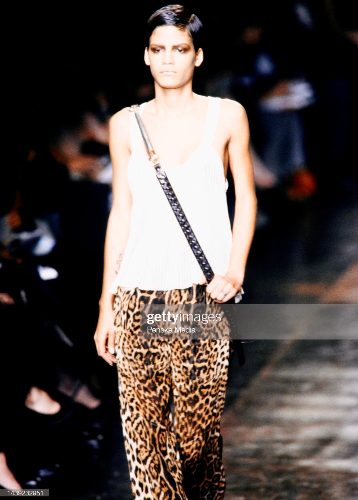 S/S 2002 Yves Saint Laurent by Tom Ford Safari Runway Sheer Leopard Pants For Sale 2