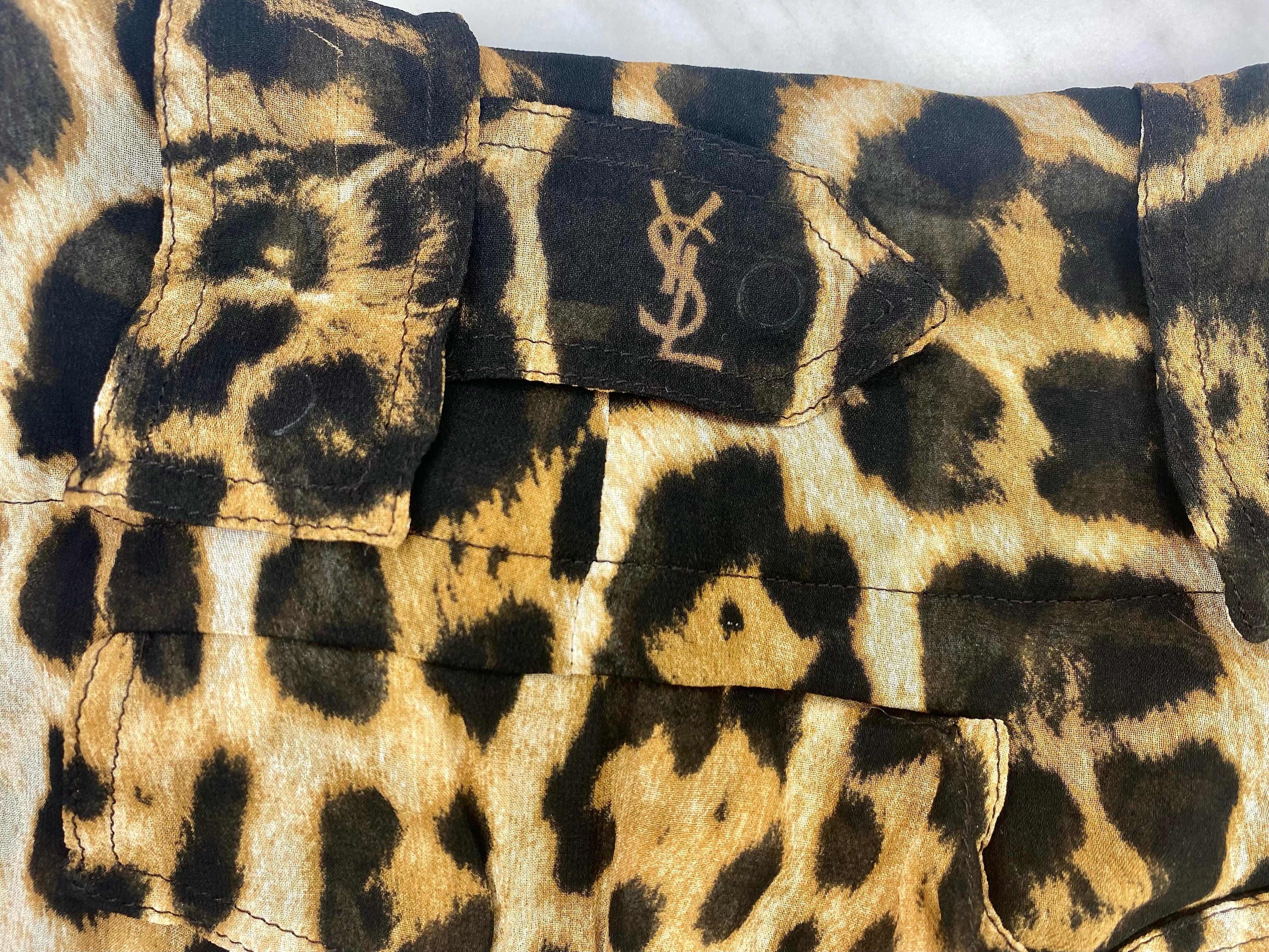 S/S 2002 Yves Saint Laurent by Tom Ford Safari Runway Sheer Leopard Pants For Sale 3