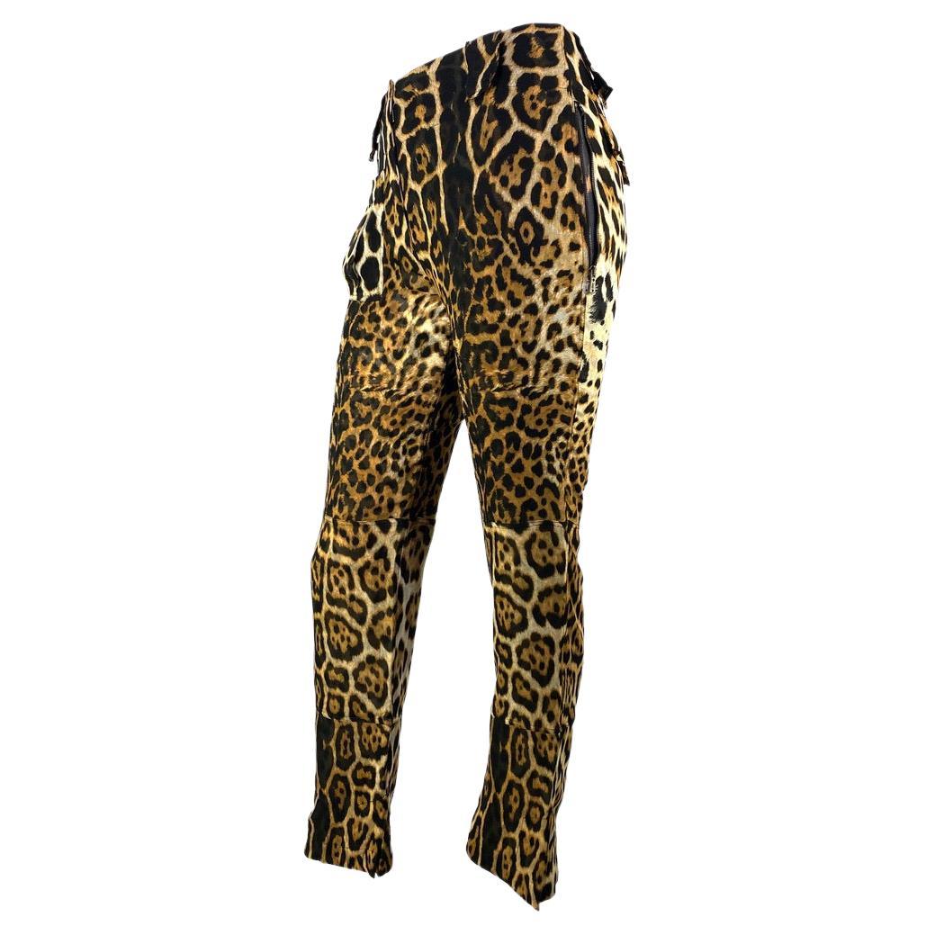 S/S 2002 Yves Saint Laurent by Tom Ford Safari Runway Sheer Leopard Pants For Sale