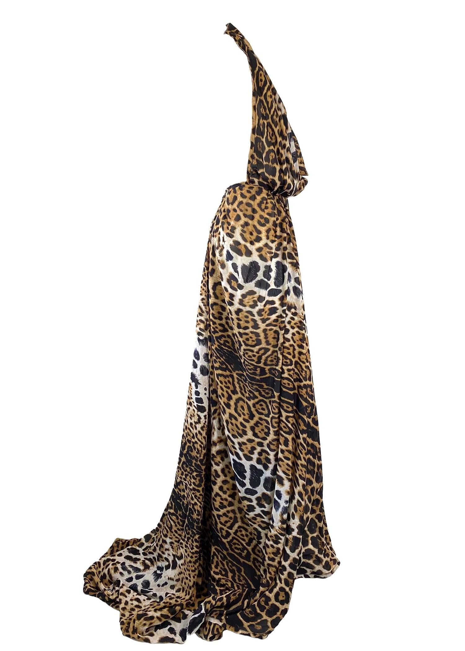 Women's S/S 2002 Yves Saint Laurent by Tom Ford Silk Cheetah Print Gown Safari  For Sale