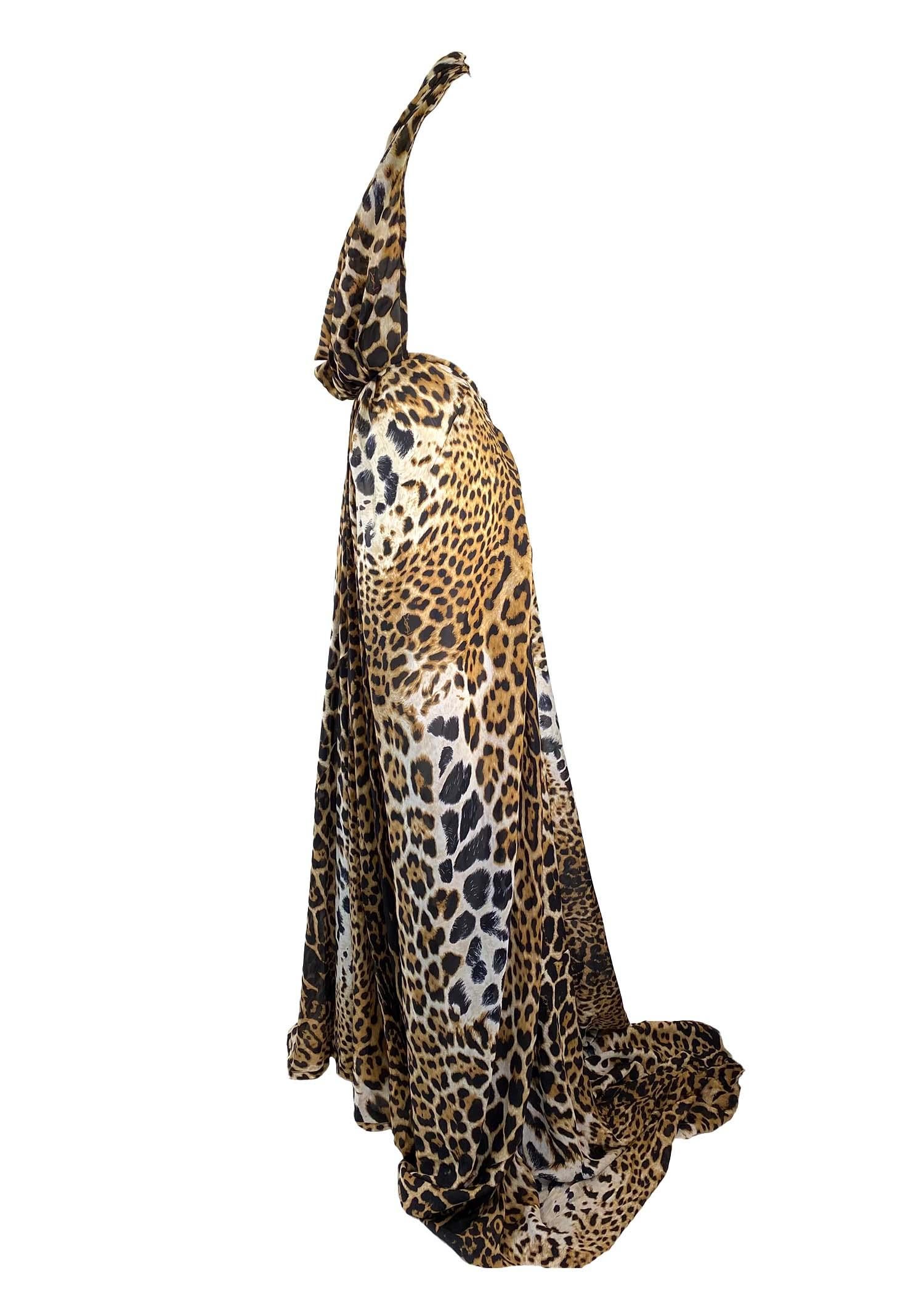 S/S 2002 Yves Saint Laurent by Tom Ford Silk Cheetah Print Gown Safari  For Sale 2