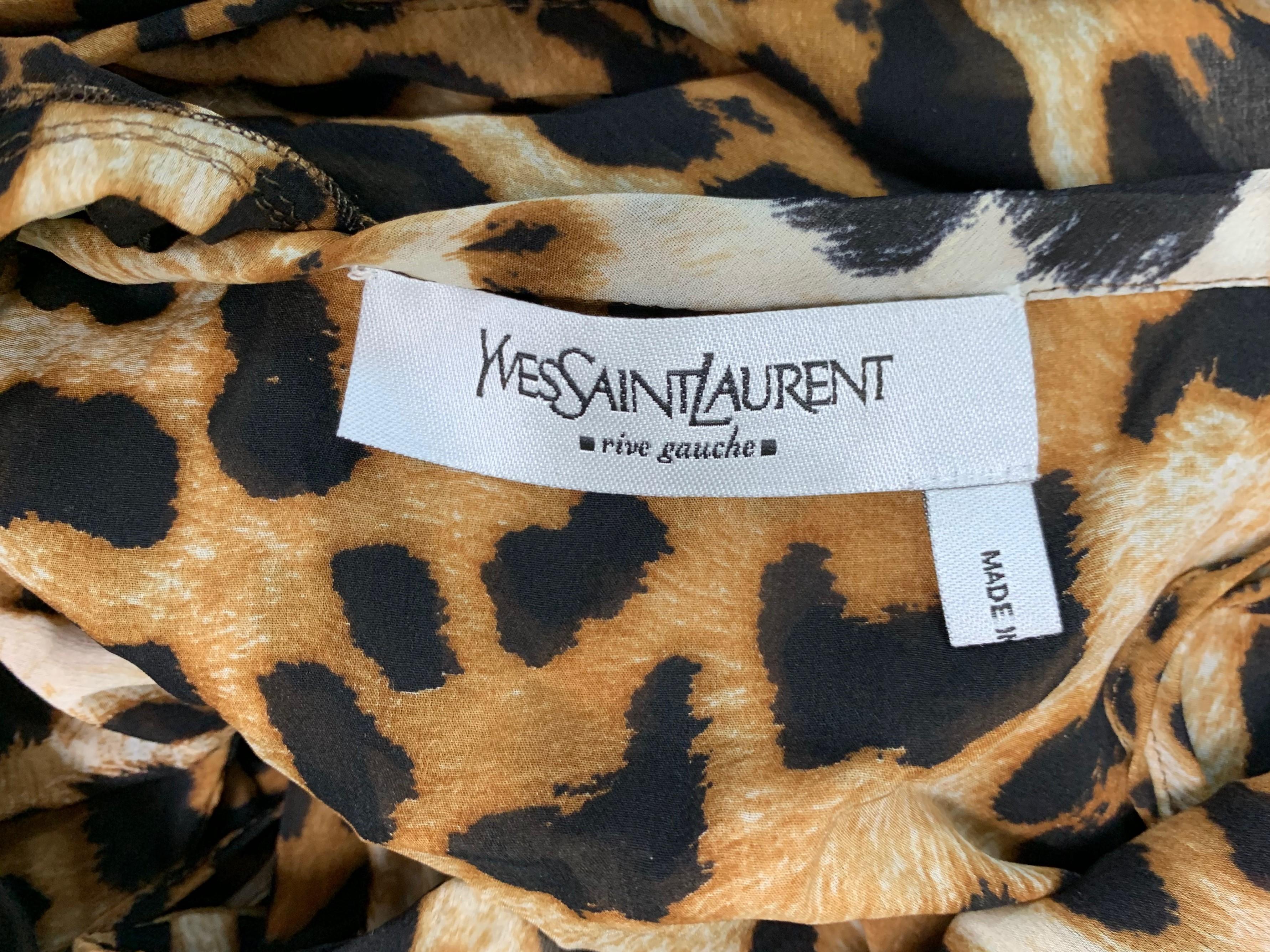 S/S 2002 Yves Saint Laurent Tom Ford Runway Leopard Silk Cut-Out Dress Gown In Good Condition In Yukon, OK
