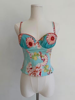 S/S 2003 Aqua Floral Underwire Corset Top
