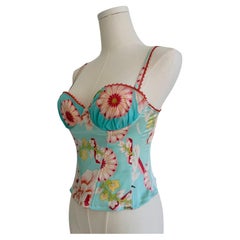 S/S 2003 Aqua Floral Underwire Corset Top