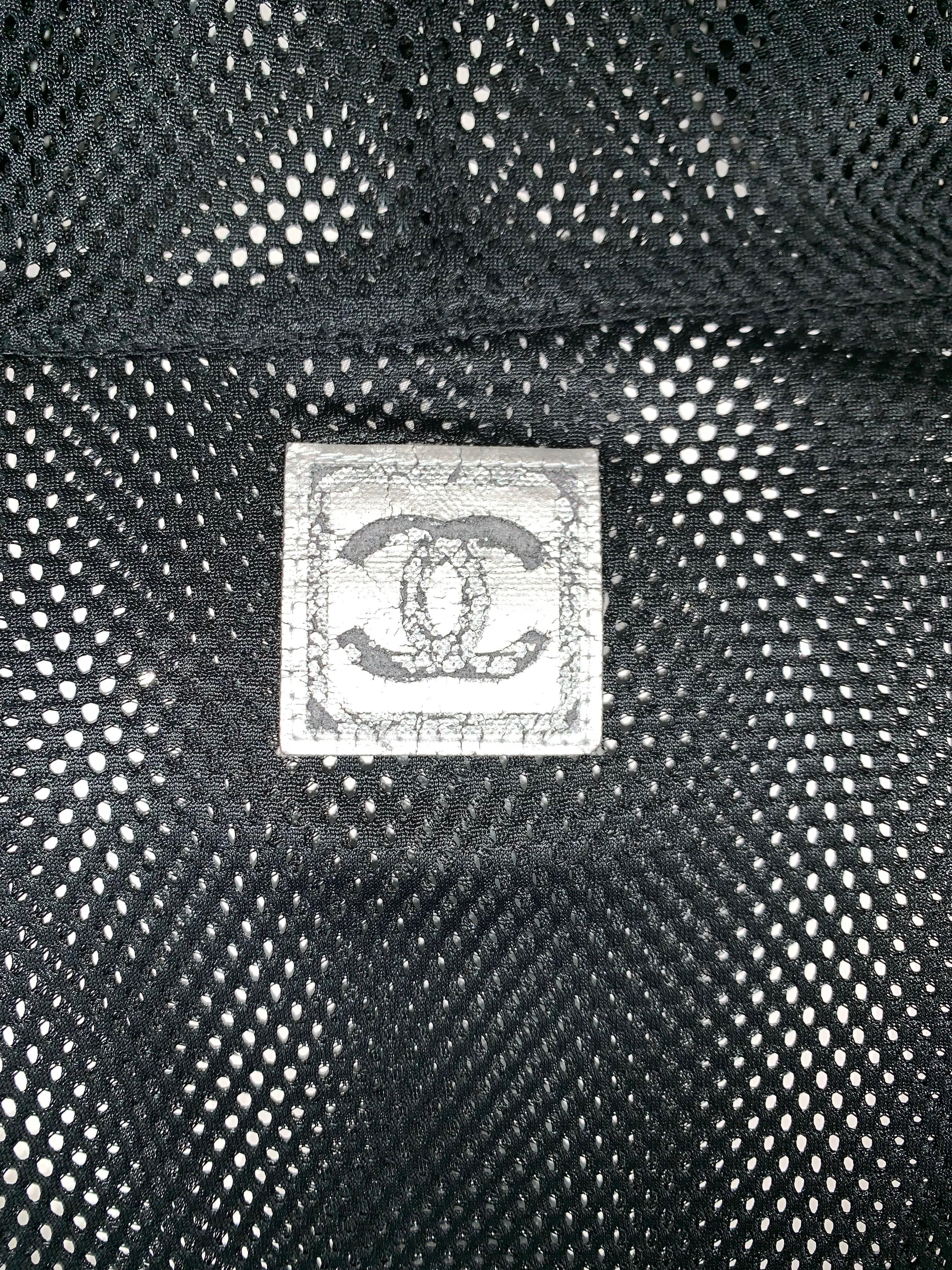 S/S 2003 Chanel Sheer Black Mesh Hoodie Jacket & Skirt Tracksuit Set 1