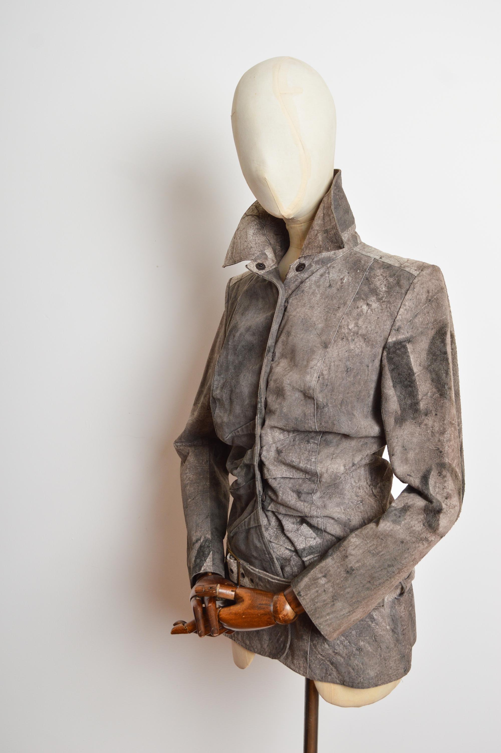 S/S 2003 Christian Dior by John Galliano Calf Skin Leather Jacket - Blazer For Sale 5