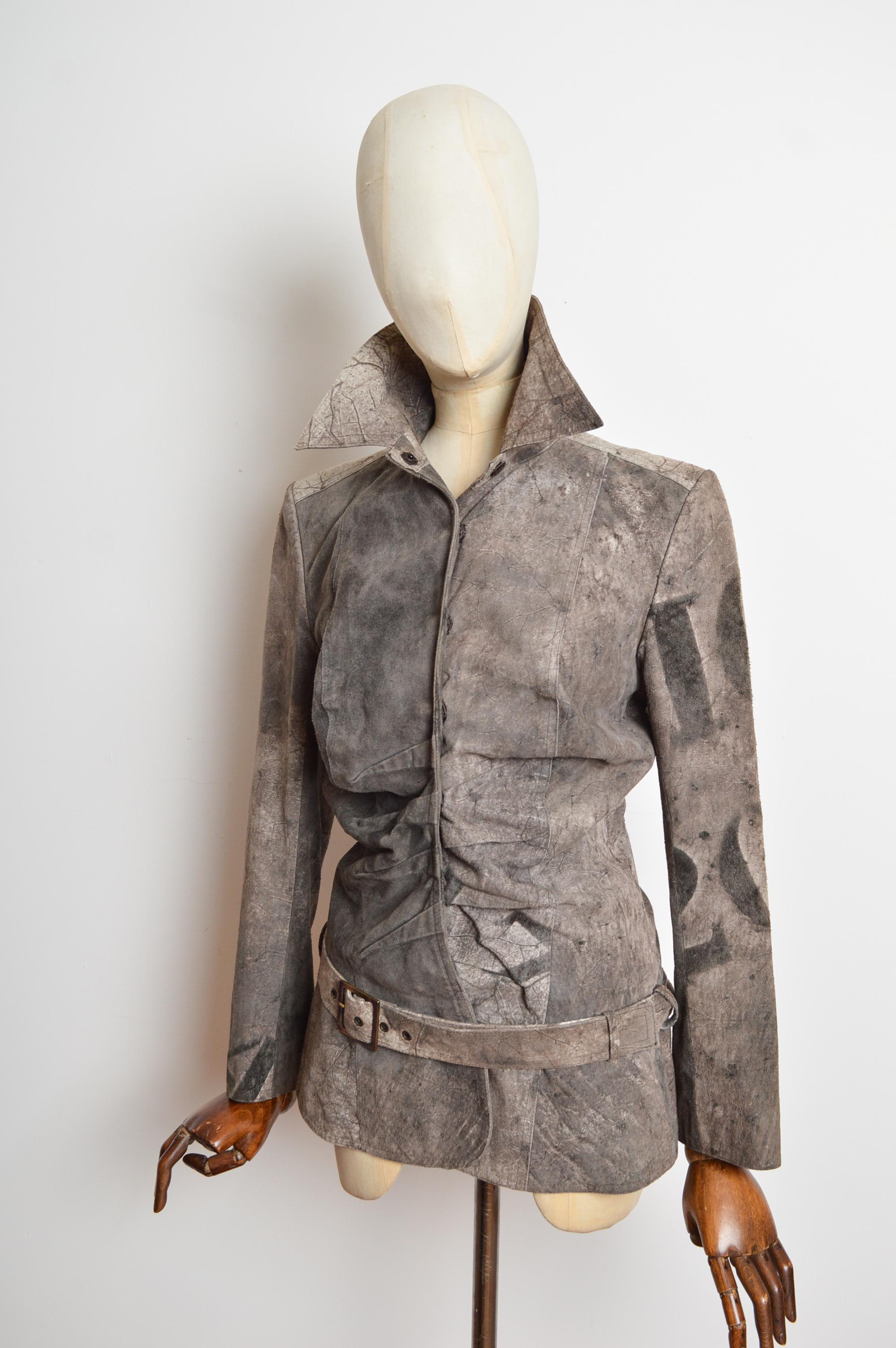S/S 2003 Christian Dior by John Galliano Calf Skin Leather Jacket - Blazer For Sale 4