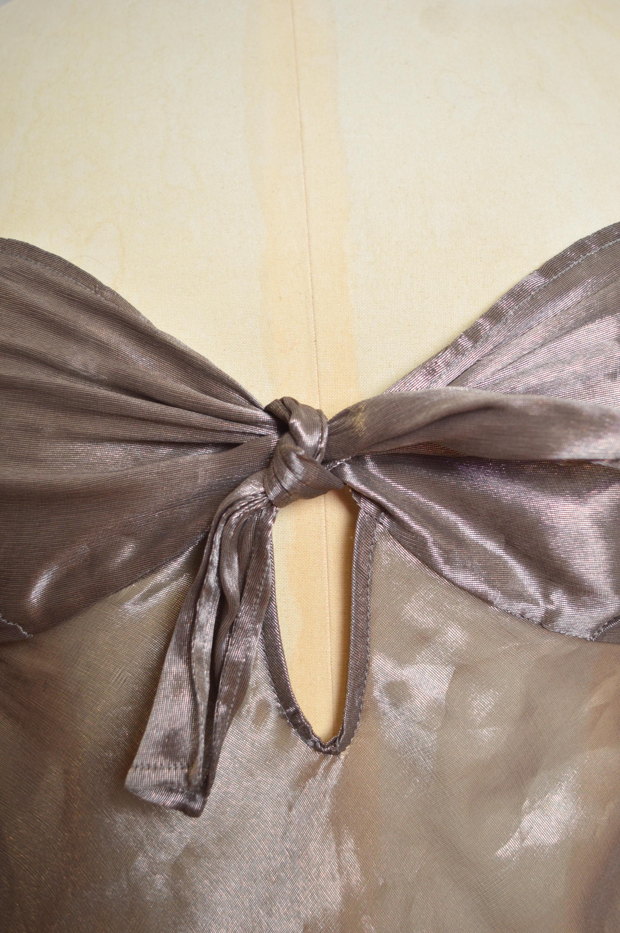 Brown S/S 2003 Christian Dior by John Galliano Sheer Silver Nude Silk Slip Dress For Sale