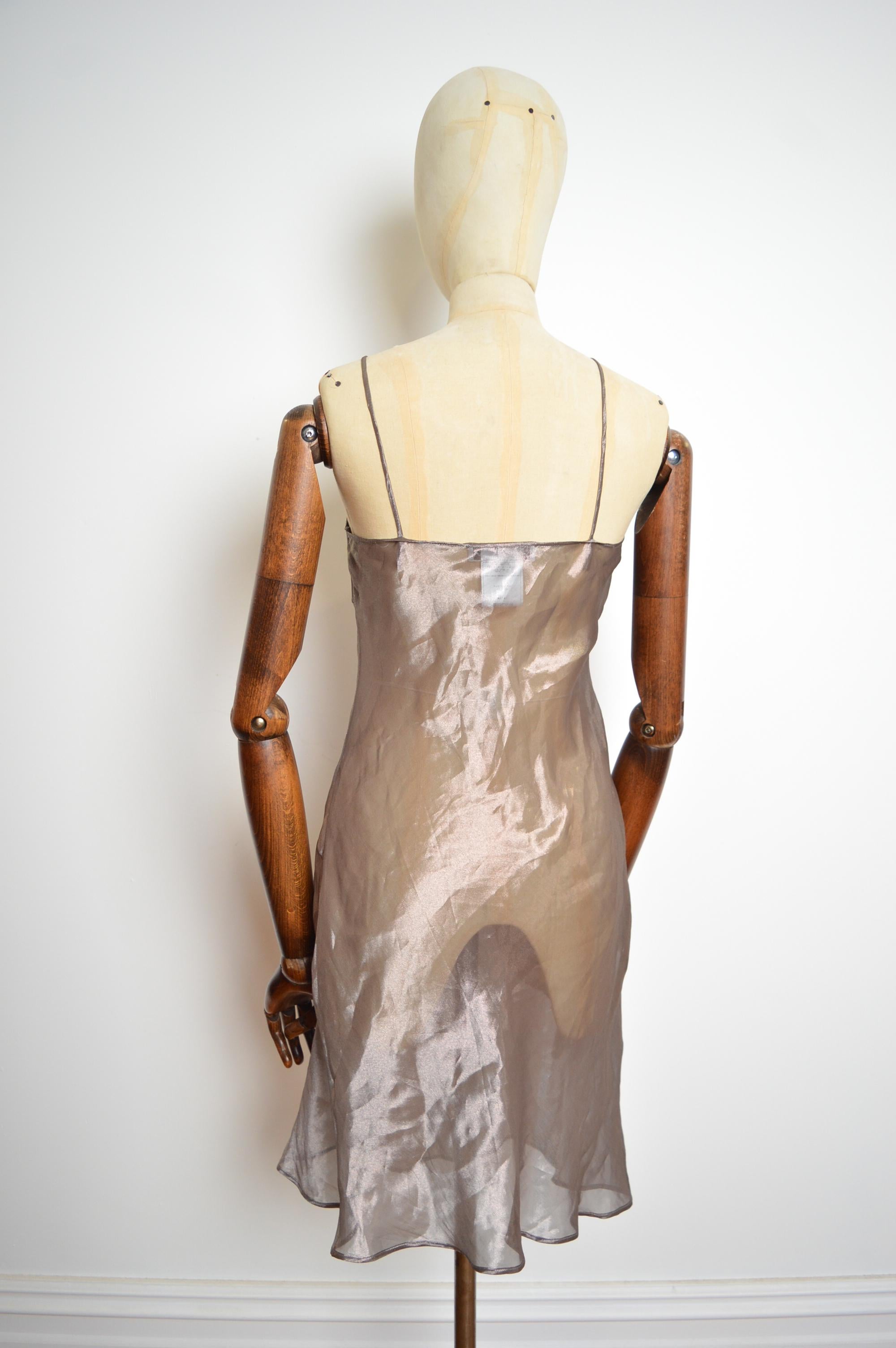 Women's S/S 2003 Christian Dior by John Galliano Sheer Silver Nude Silk Slip Dress For Sale