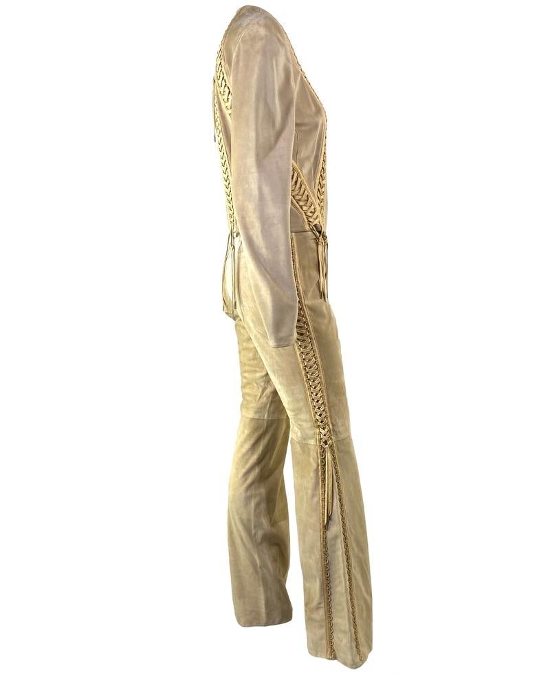 S/S 2003 Christian Dior by John Galliano Suede Lace Up Jacket Pants Suit Set Pour femmes en vente