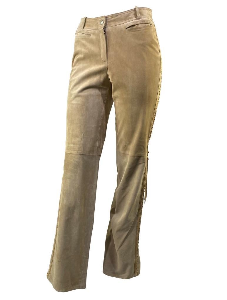 S/S 2003 Christian Dior by John Galliano Suede Lace Up Jacket Pants Suit Set en vente 1