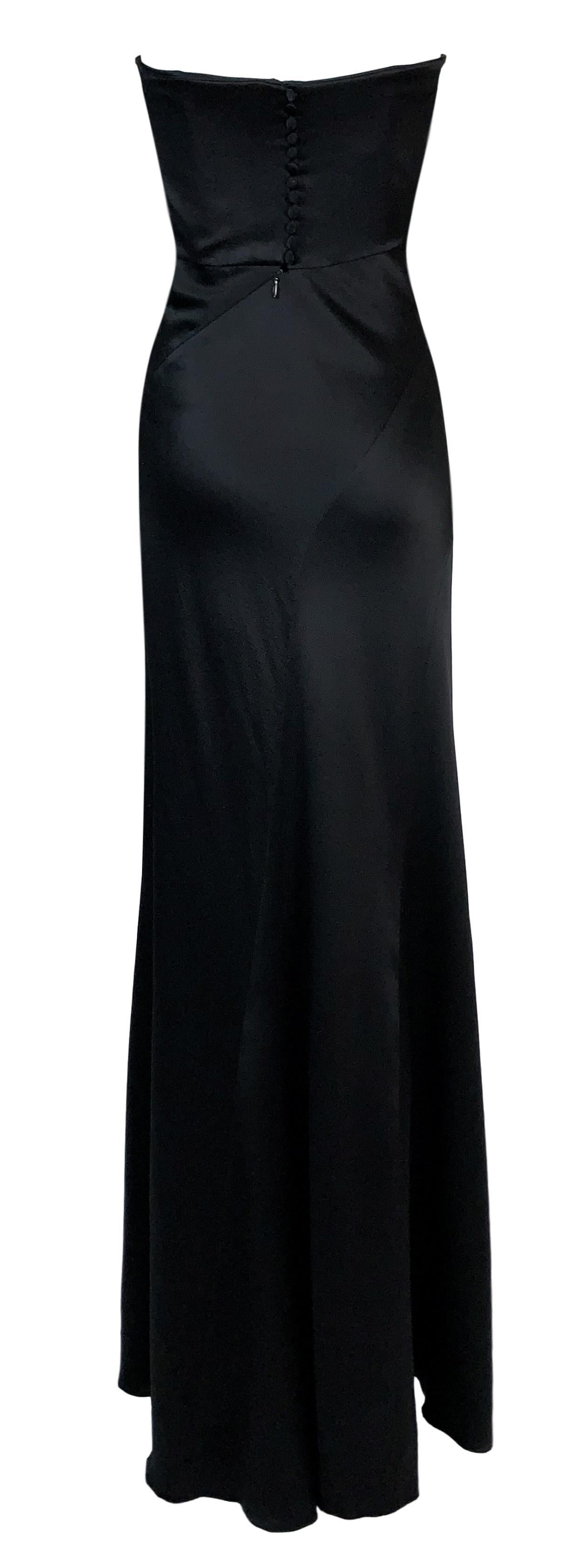 Incredible Spring 2003 Christian Dior by John Galliano Black Silk Open Cut Out Bow Dress w High Slit