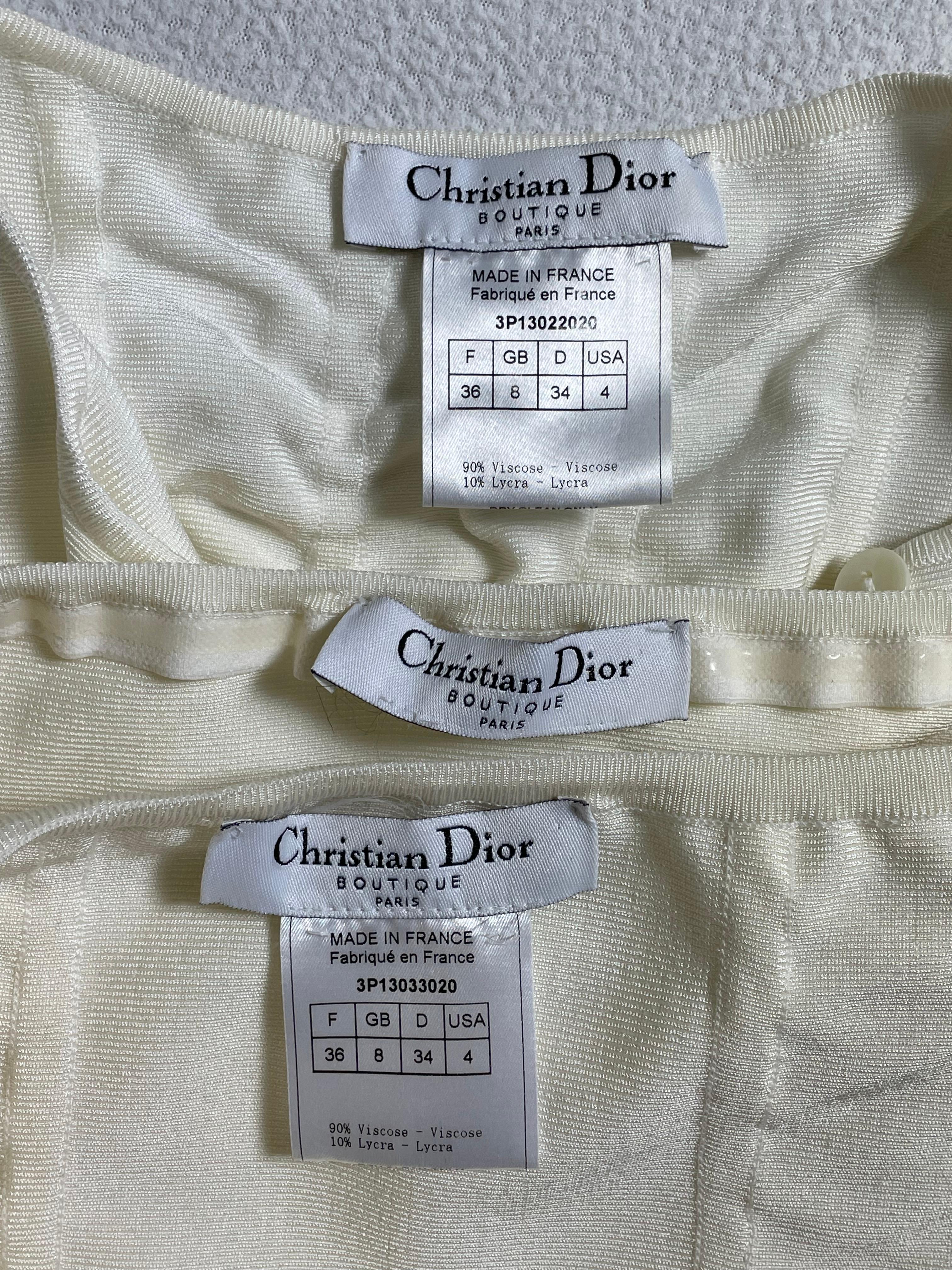 S/S 2003 Christian Dior John Galliano Ivory Bodycon Tube Top Skirt Jacket Set In Good Condition In Yukon, OK