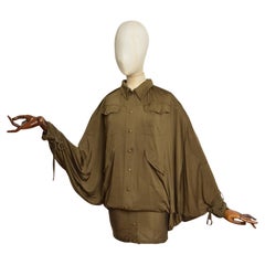 P/E 2003 Christian Galliano for Christian Dior Mini Dress Batwing Parachute verde Khaki