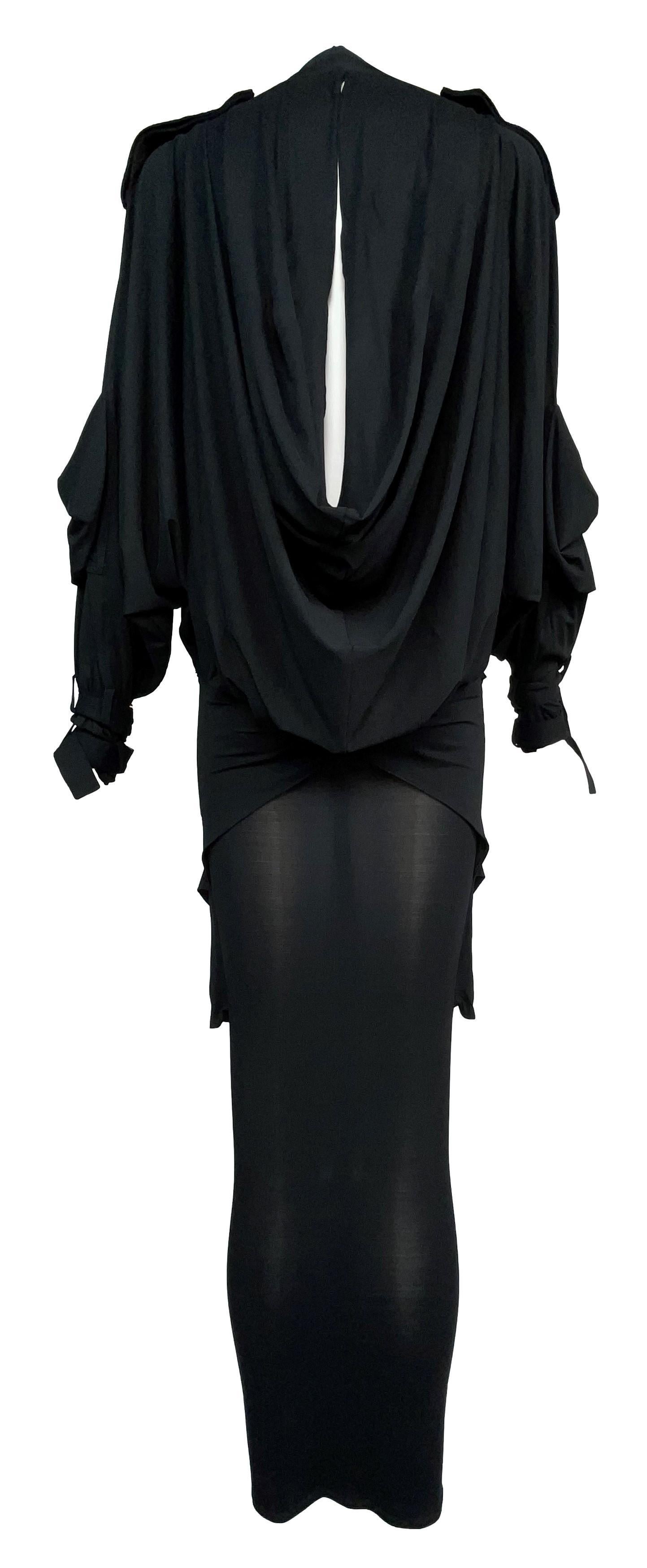S/S 2003 Christian Dior John Galliano Plunging Black Cargo Buckles Maxi Dress In Good Condition In Yukon, OK