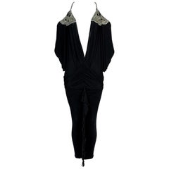 S/S 2003 Christian Dior John Galliano Runway Plunging Black Wiggle Dress