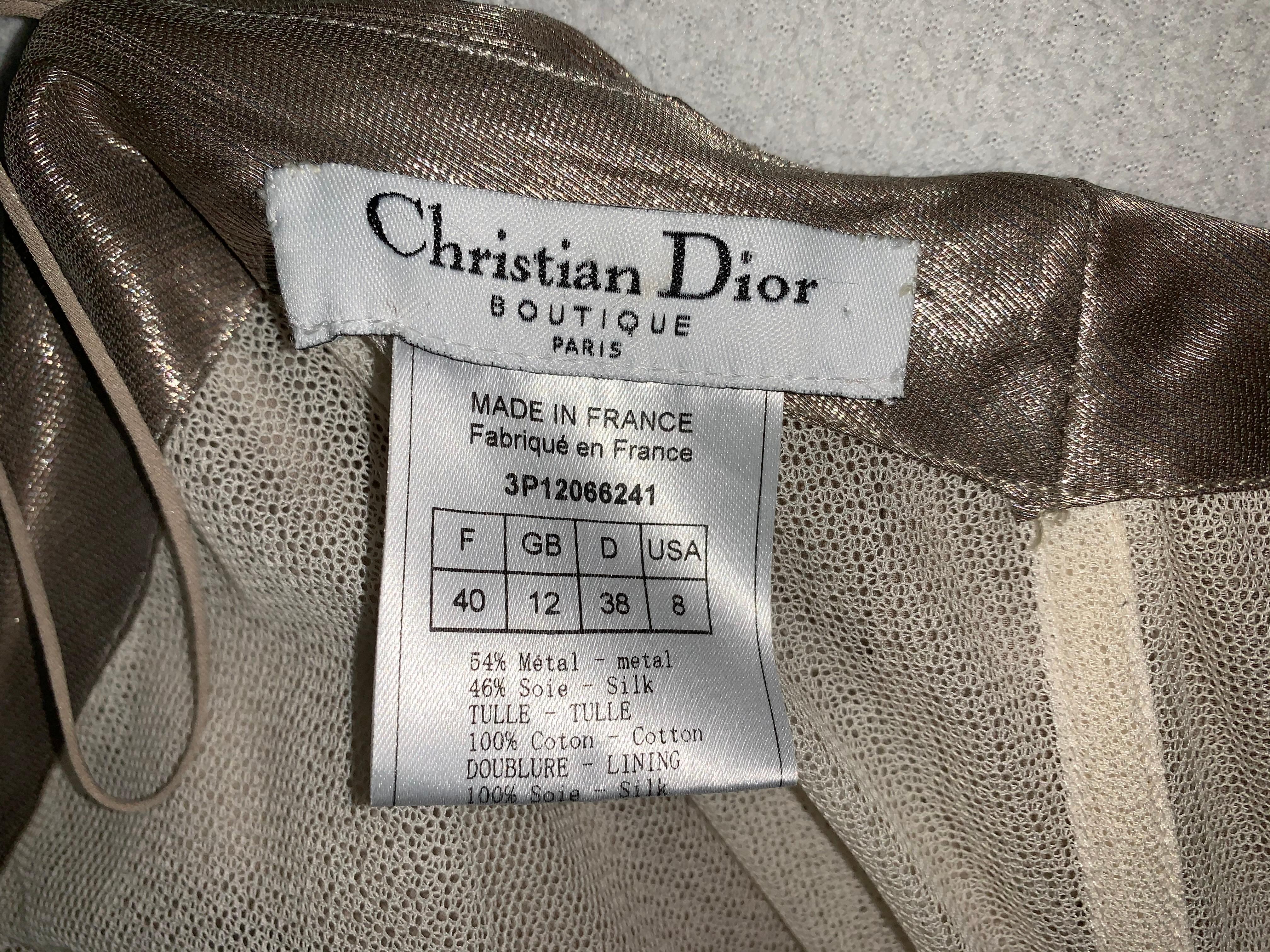 S/S 2003 Christian Dior John Galliano Maxivestido sin tirantes con lazos dorados recortados en venta 1