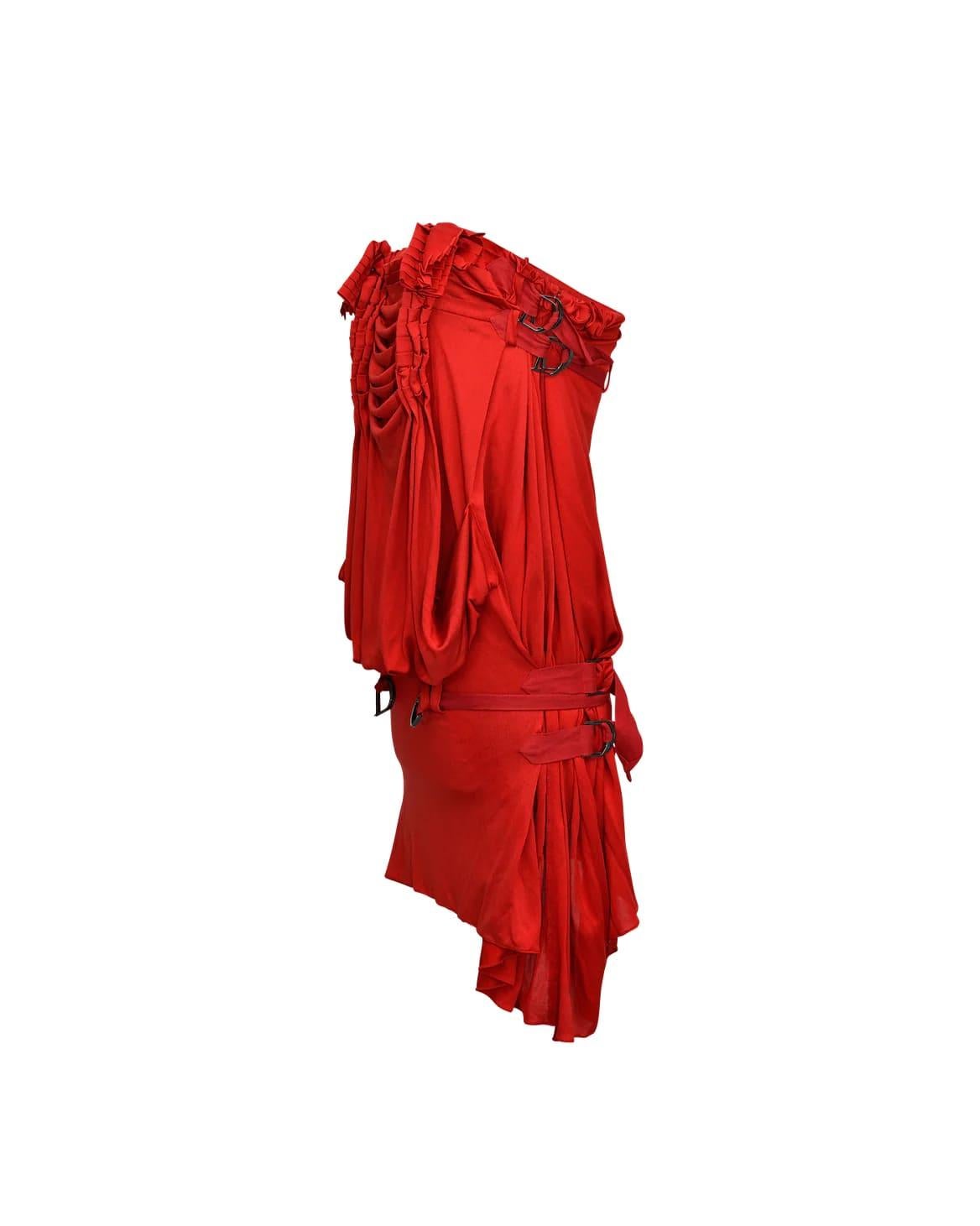 Women's S/S 2003 Christian Dior Red Strapless Mini Dress by Galliano