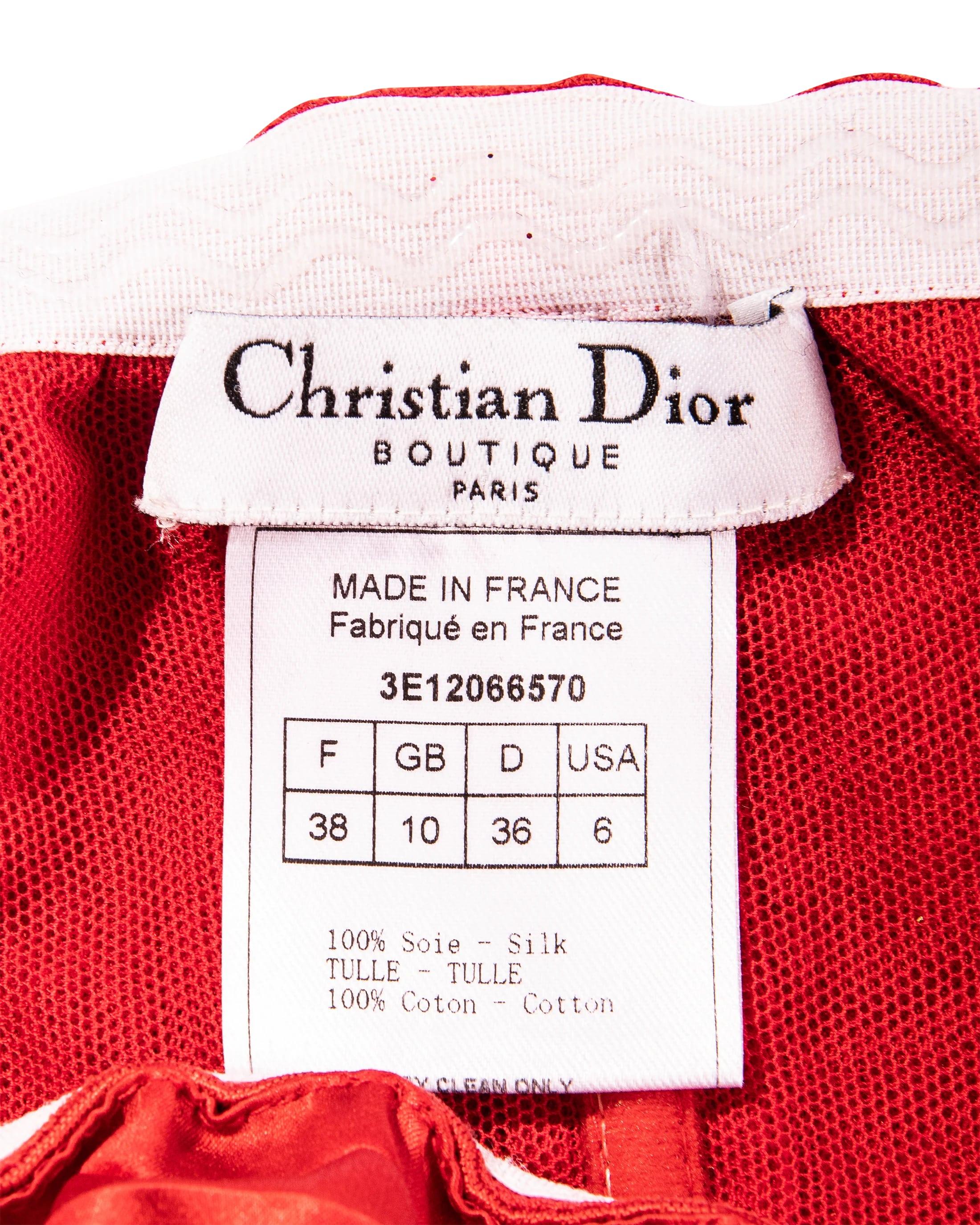 S/S 2003 Christian Dior Red Strapless Mini Dress by Galliano 1