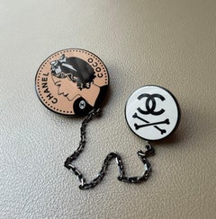 Chanel Spring/Summer 2003 Coco Portrait Chain-Link Brooch, Gunmetal