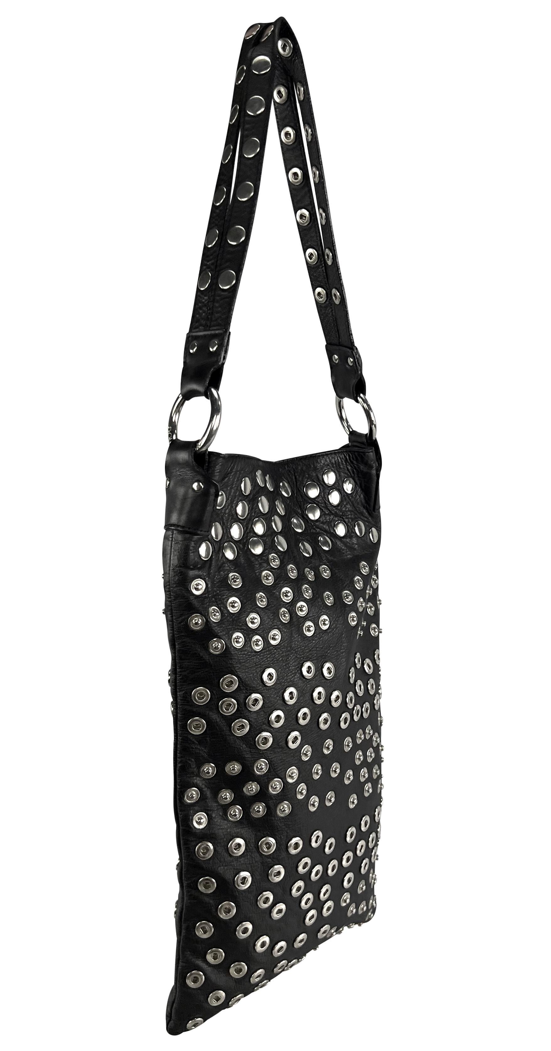 2003 Dolce & Gabbana Runway Snap Adjustable Black Leather Long Shoulder Tote Bag For Sale 3