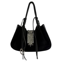 S/S 2003 Dolce & Gabbana Black Suede Western Silver Leather Cord Bag
