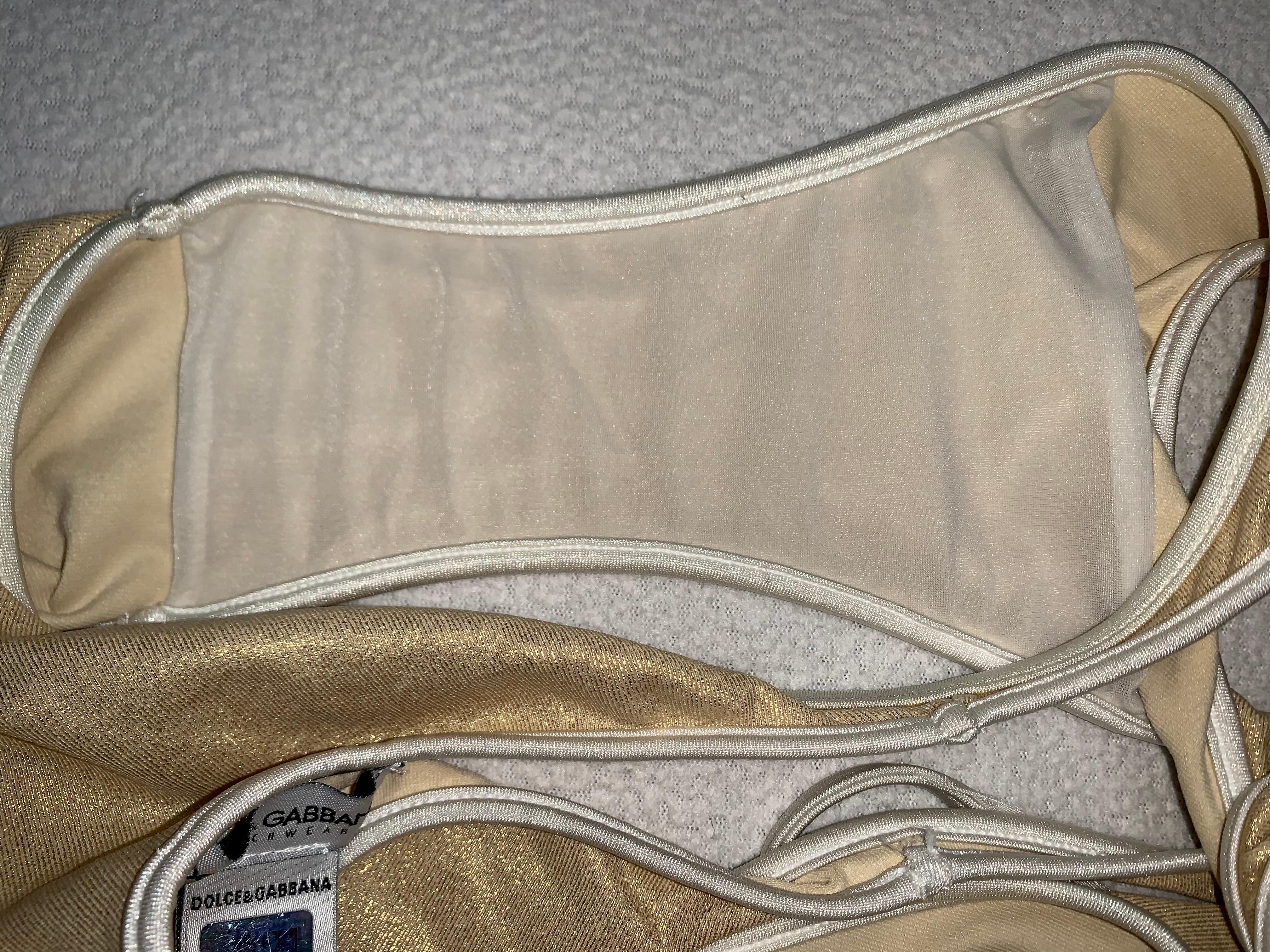 S/S 2003 Dolce & Gabbana Gold Monokini Cut-Out Swimsuit In Good Condition In Yukon, OK