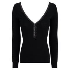 S/S 2003 Dolce & Gabbana Top de manga larga de punto negro con escote palabra de honor