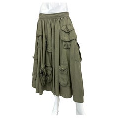 S/S 2003 Dolce & Gabbana midi cargo linen military hunting skirt