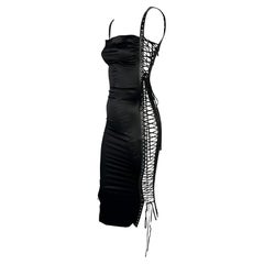 S/S 2003 Dolce & Gabbana Runway Ad Lace-Up Satin Bodycon Dress