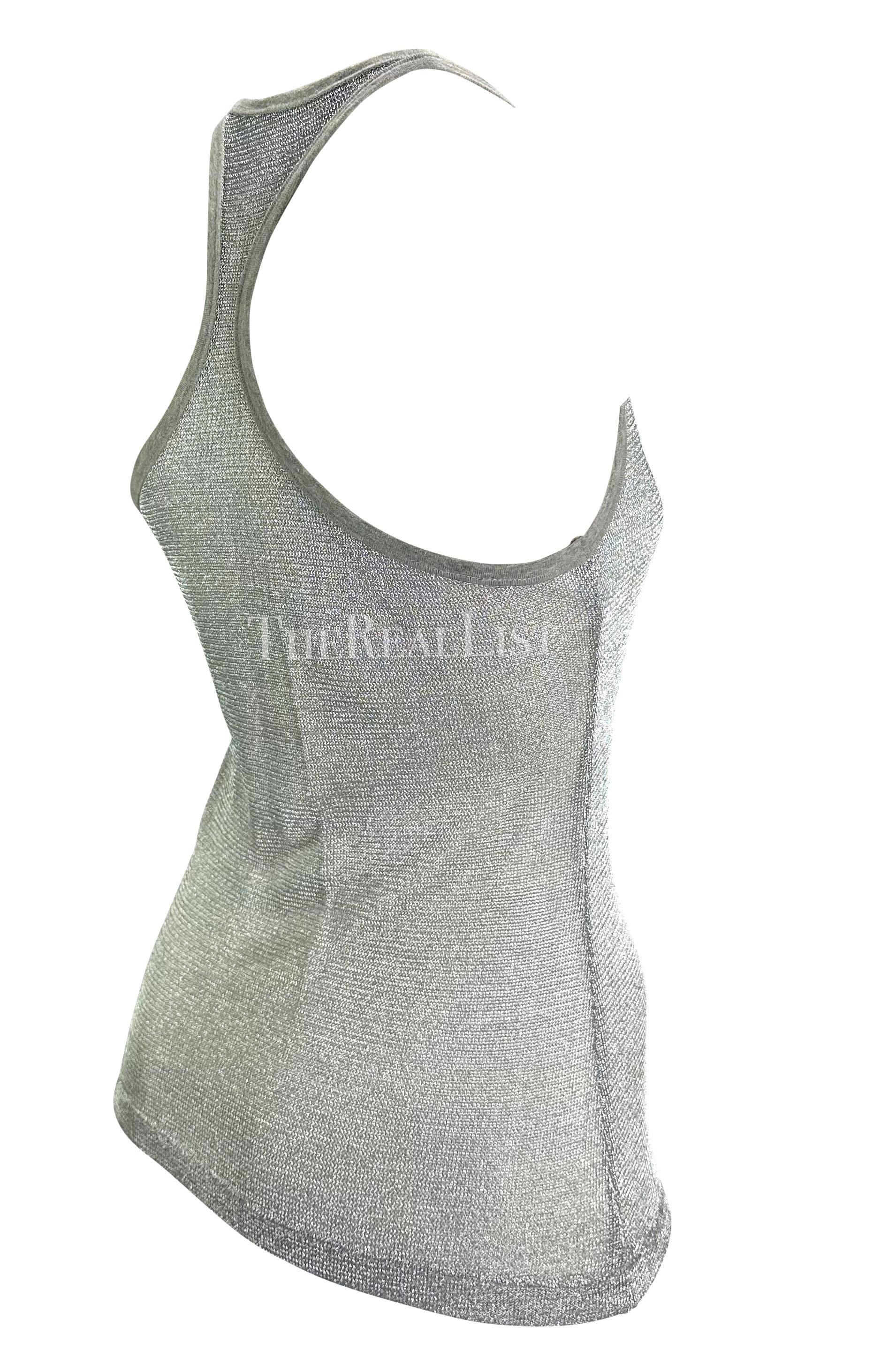 S/S 2003 Dolce & Gabbana Runway Ad Silver Woven Metal Mesh Racerback Tank Top  For Sale 6