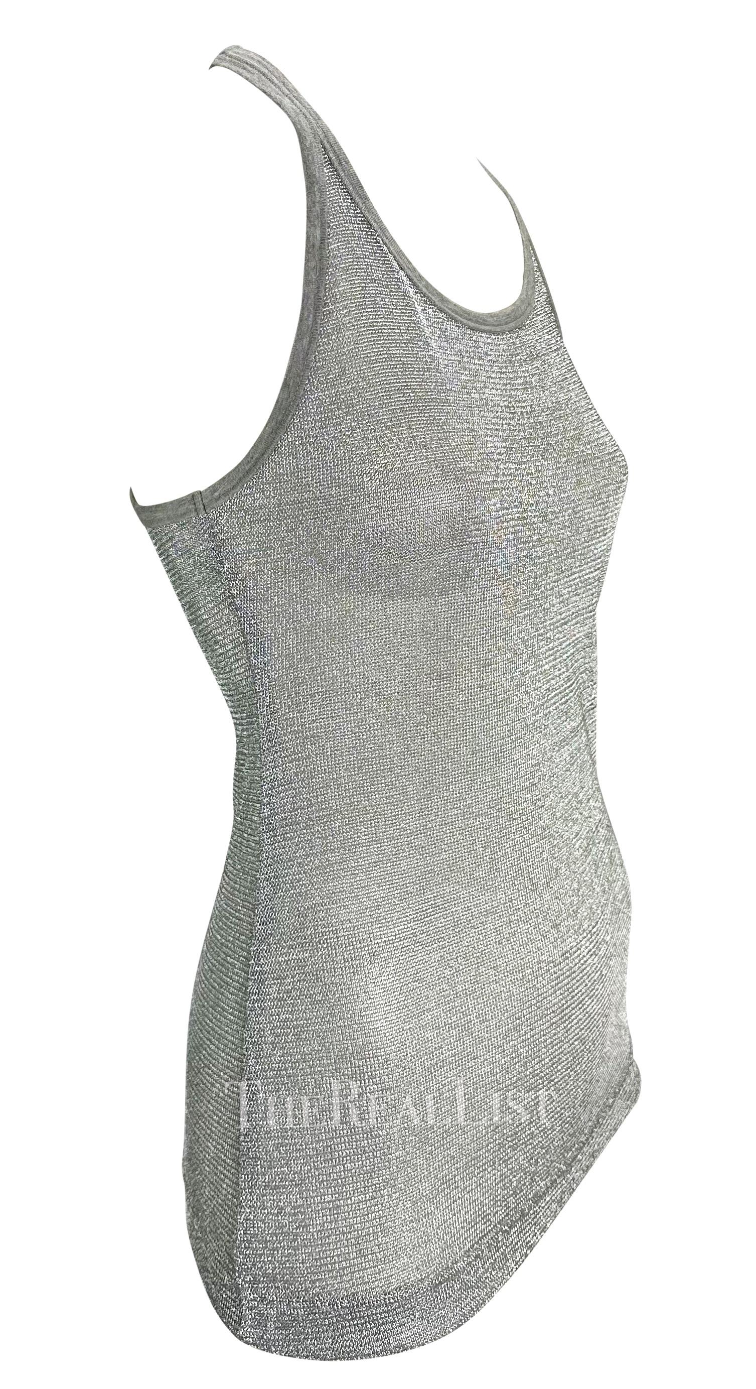 S/S 2003 Dolce & Gabbana Runway Ad Silver Woven Metal Mesh Racerback Tank Top  For Sale 7