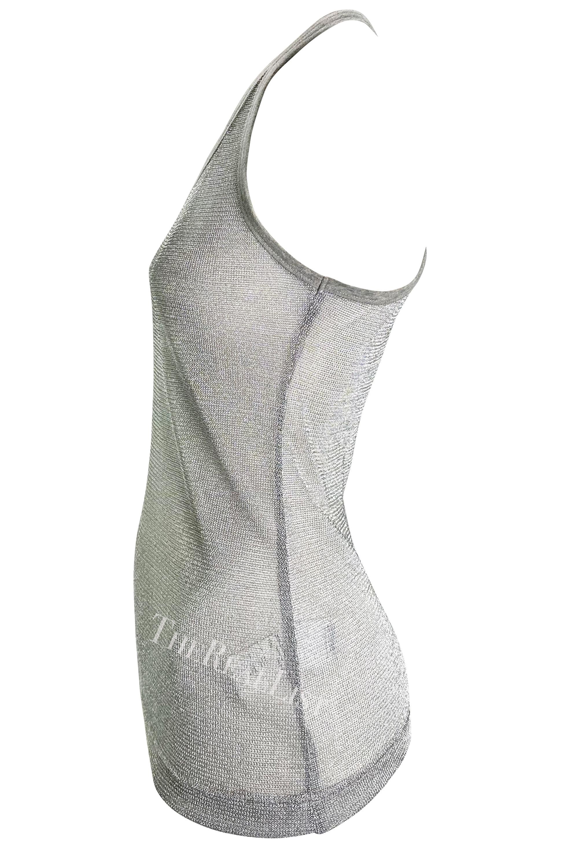 S/S 2003 Dolce & Gabbana Runway Ad Silver Woven Metal Mesh Racerback Tank Top  For Sale 2